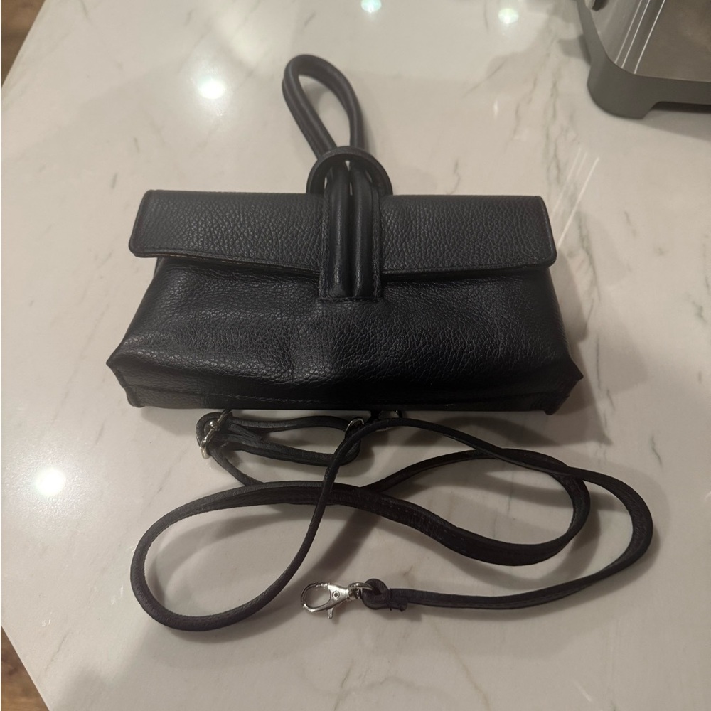 🌺Black Italian Leather Handbag from Rome Italy🌺🌺 - Picture 3 of 12